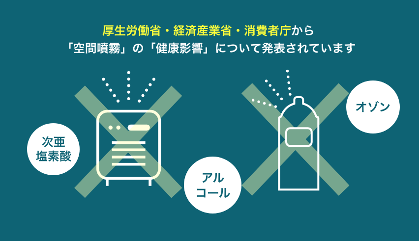 厚生労働省・経済産業省・消費者庁から「空間噴霧」の「健康影響」について発表されています